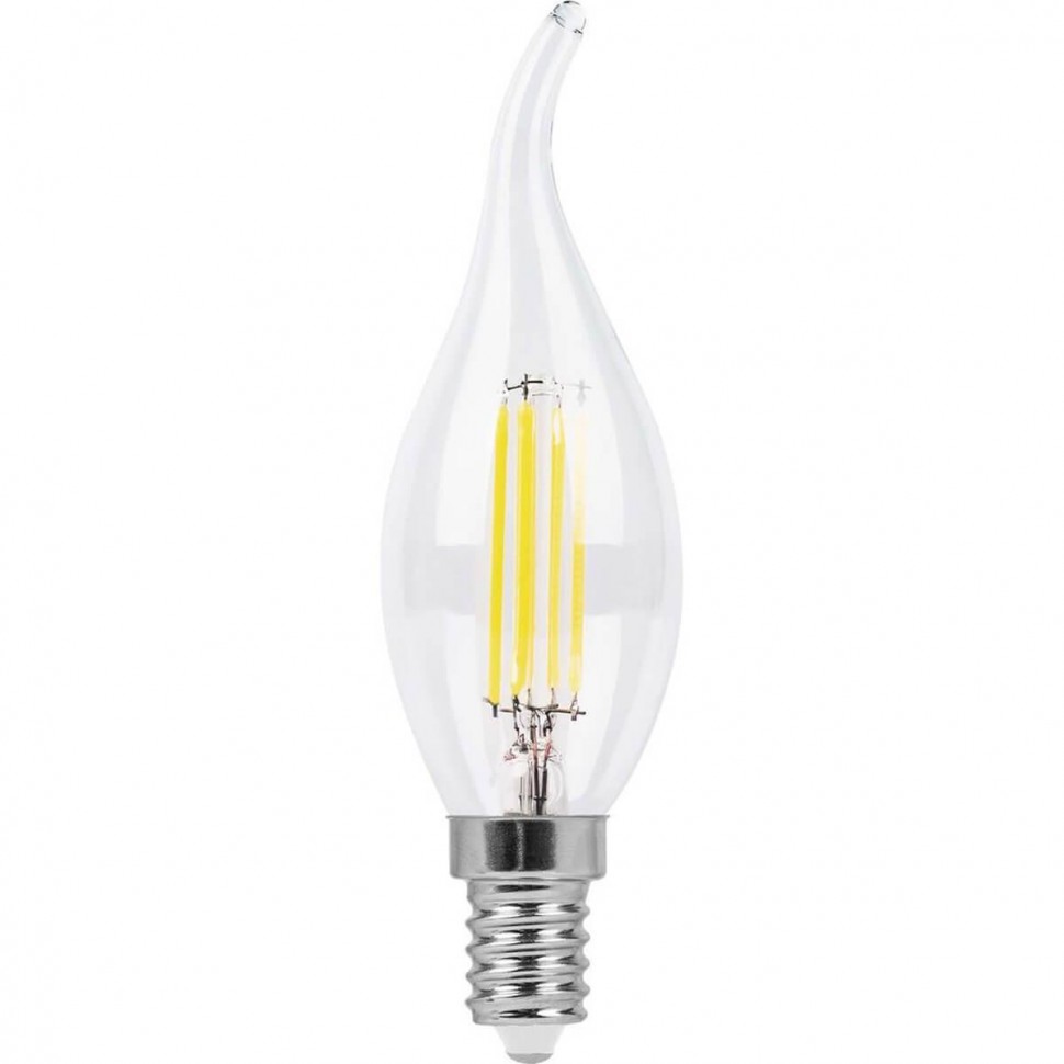Лампа светодиодная филаментная Feron E14 7W 2700K Свеча на ветру Матовая LB-67 25786