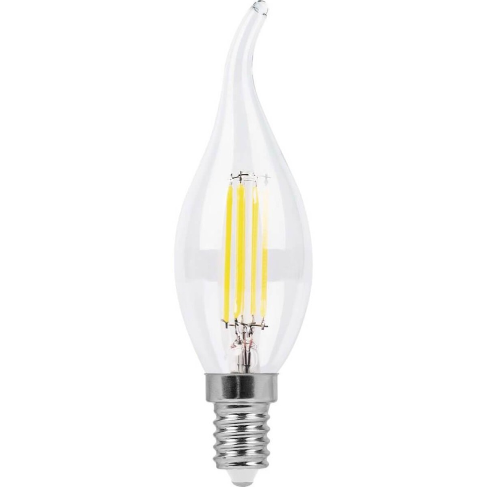 Лампа светодиодная филаментная Feron E14 7W 4000K Свеча на ветру Прозрачная LB-67 25781