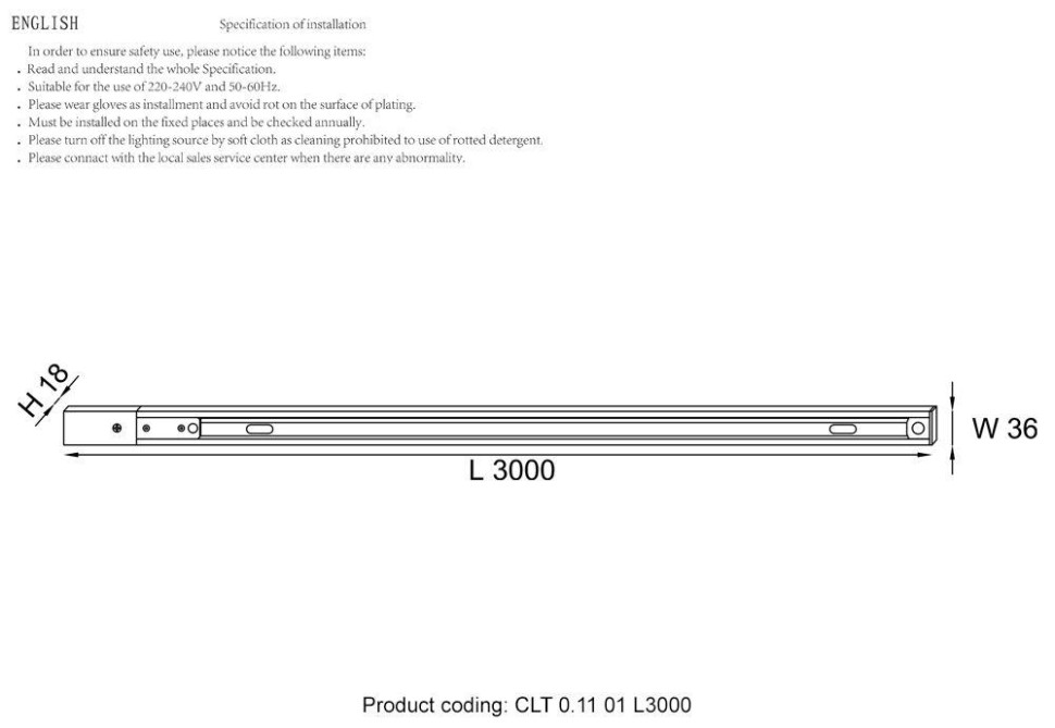 Шинопровод однофазный с питанием и заглушкой Crystal Lux CLT 0.11 01 L3000 WH