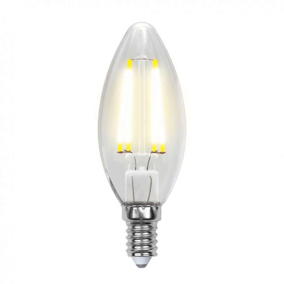 Лампа светодиодная филаментная Uniel E14 6W 4000K прозрачная LED-C35-6W/NW/E14/CL PLS02WH UL-00001373