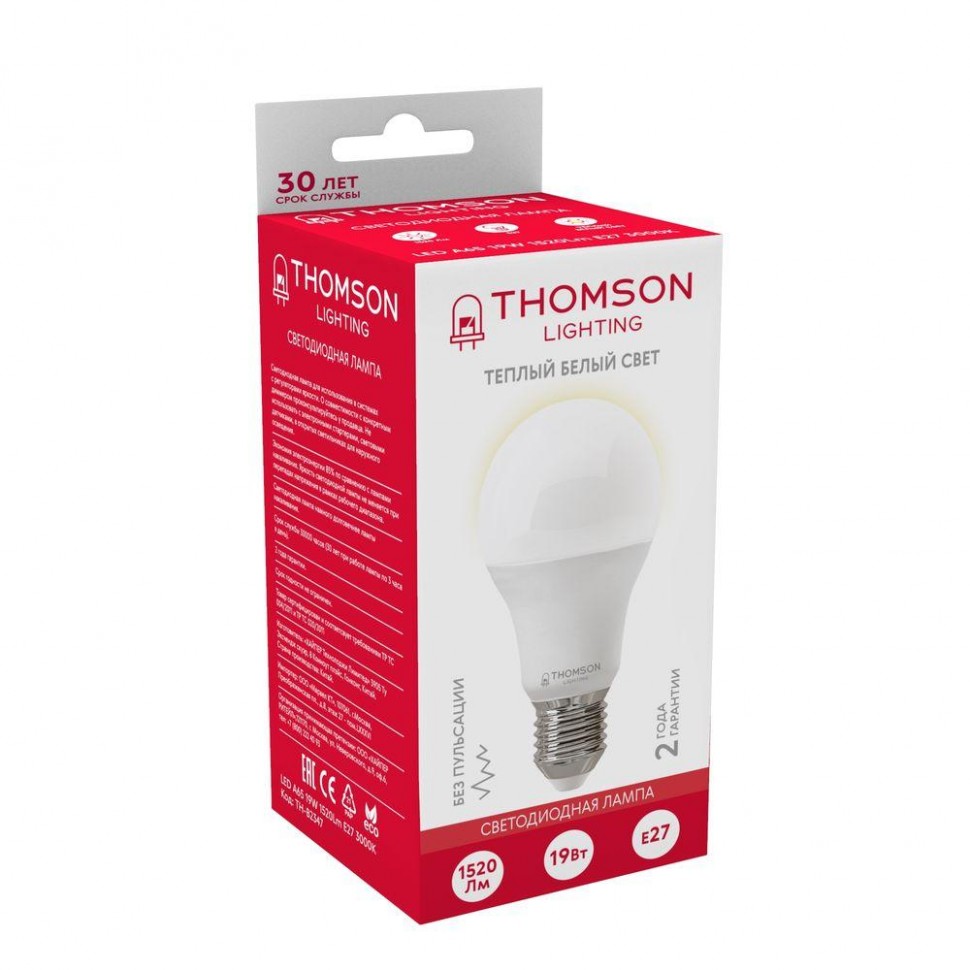 Лампа светодиодная Thomson E27 19W 3000K груша матовая TH-B2347