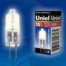 Лампа галогенная Uniel G4 10W прозрачная JC-12/10/G4 CL 00480