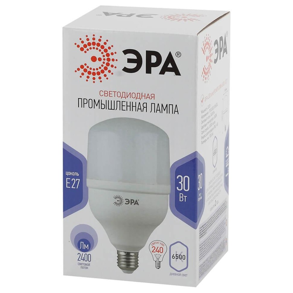 Лампа светодиодная ЭРА E27 30W 6500K матовая LED POWER T100-30W-6500-E27 Б0027004