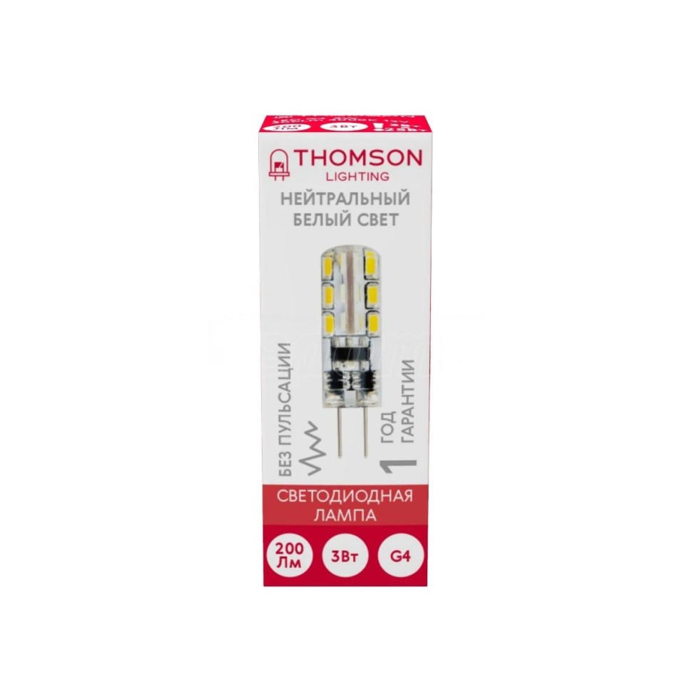Лампа светодиодная Thomson G4 3W 4000K прозрачная TH-B4203