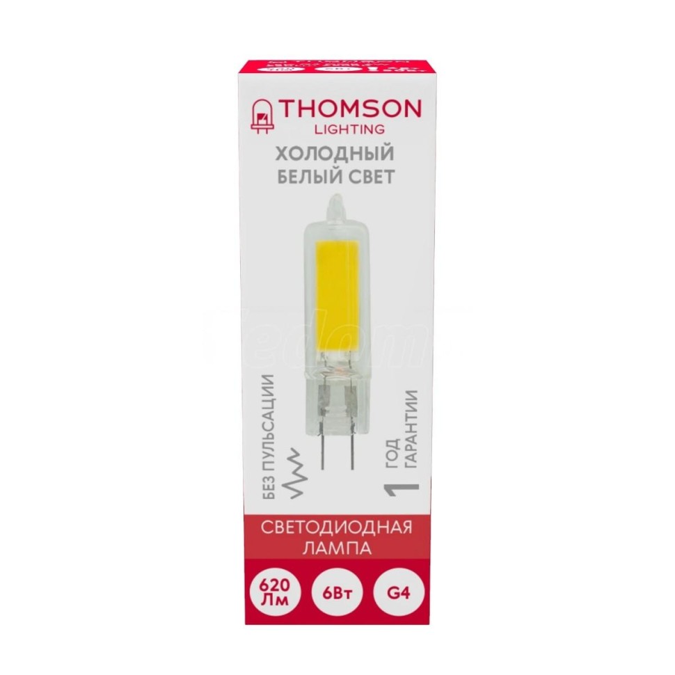 Лампа светодиодная Thomson G4 6W 6500K прозрачная TH-B4221